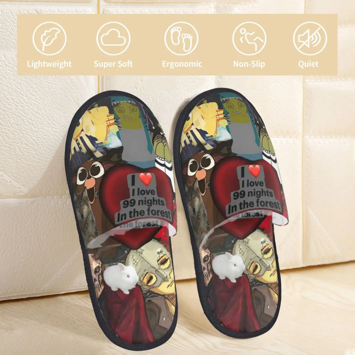 99 ليالًا في الغابات شباشب منزلية قطنية شتوية لغرفة النوم ألعاب فيديو شباشب مريحة من إسفنج الذاكرة مانعة للانزلاق