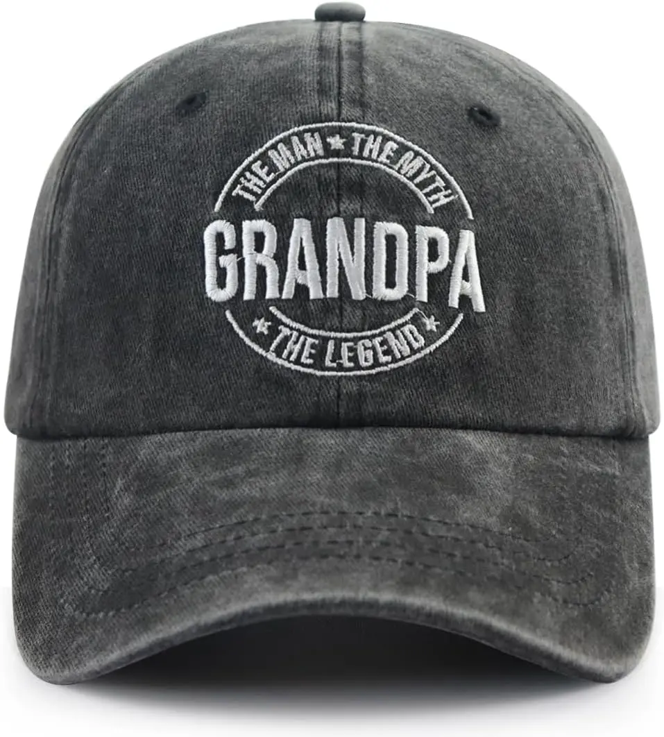 Czapka z daszkiem dla mężczyzn \"Dziadek, mężczyzna, mit, legenda\", śmieszna, regulowana, bawełniana, haftowana czapka bejsbolówka dla dziadka