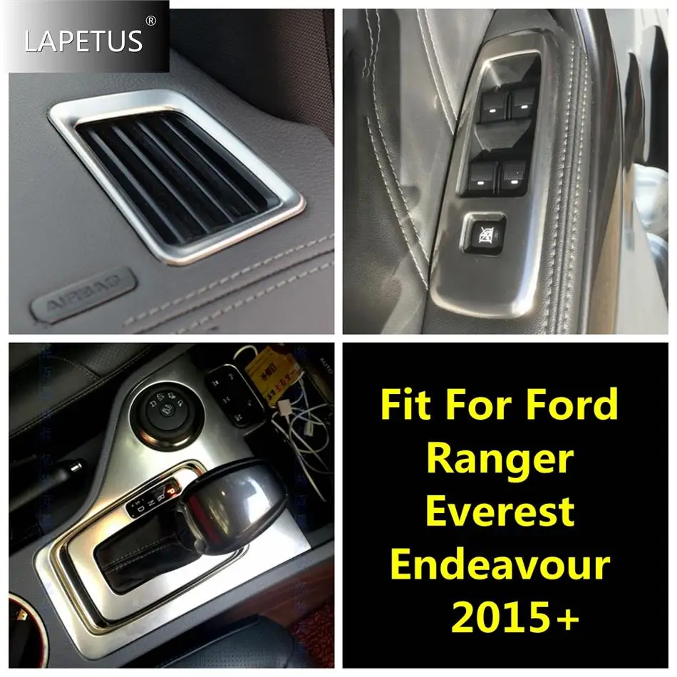 

Window Lift / Air AC Vent / Gear Shift Panel Cover Trim For Ford Ranger / Everest / Endeavour 2015 - 2020 Car Silver Accessories