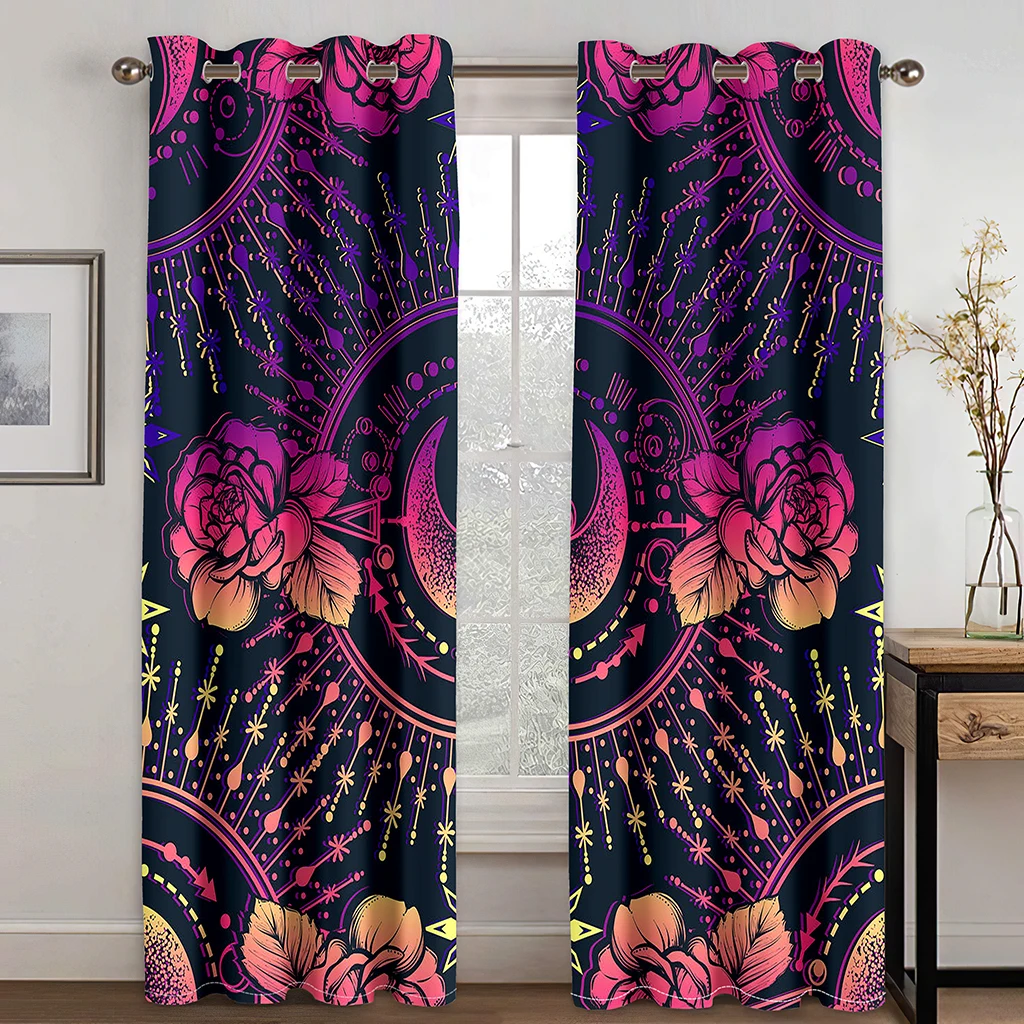 Fortune Divination pattern 3D digital Printed Curtain Living Room Balcony Home environment decoration fabric curtain two pieces