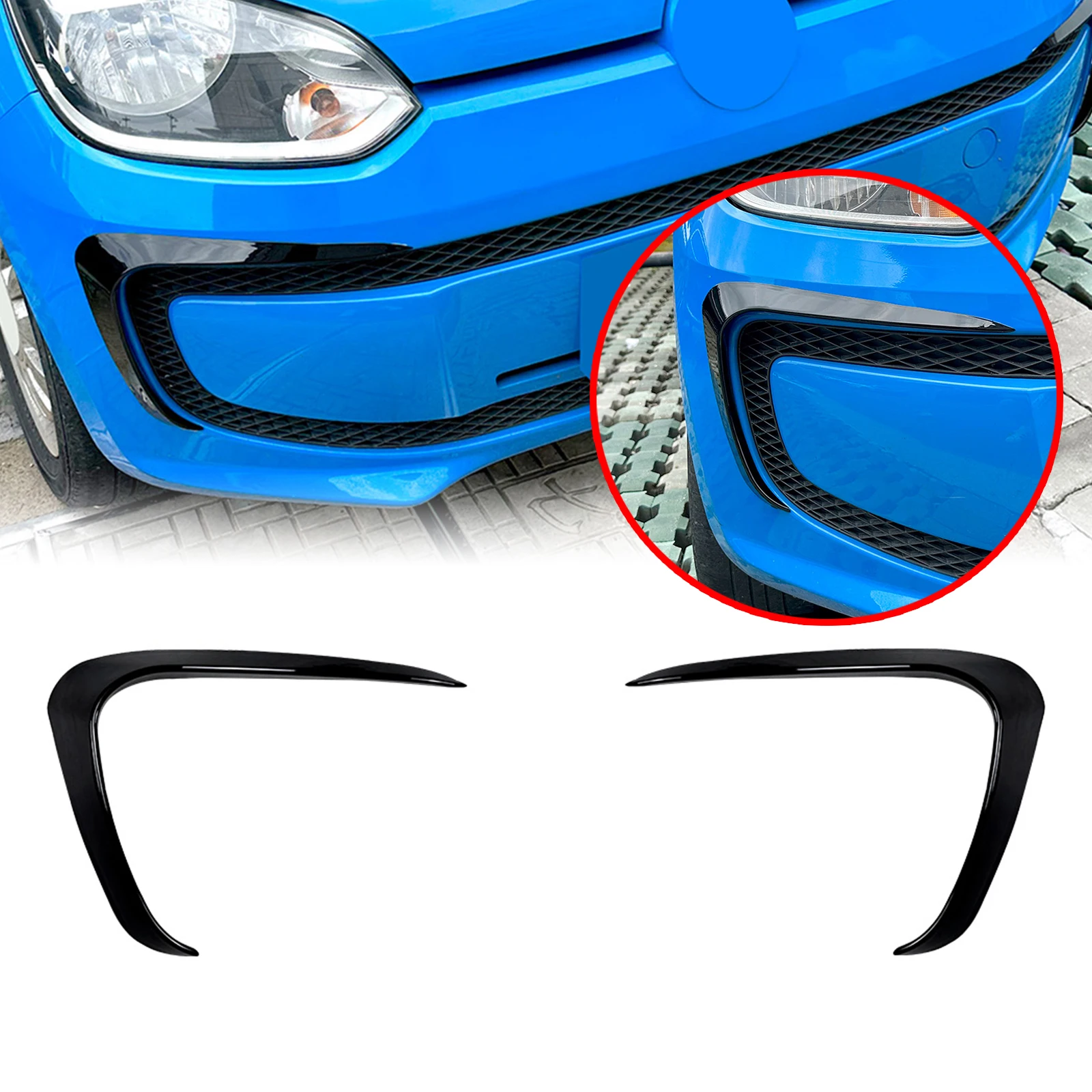 

For Volkswagen VW Up 2011-2015 Front Bumper Side Air Vent Trims Cover Carbon Fiber Look/Gloss Black Intake Frame Spoiler Canards