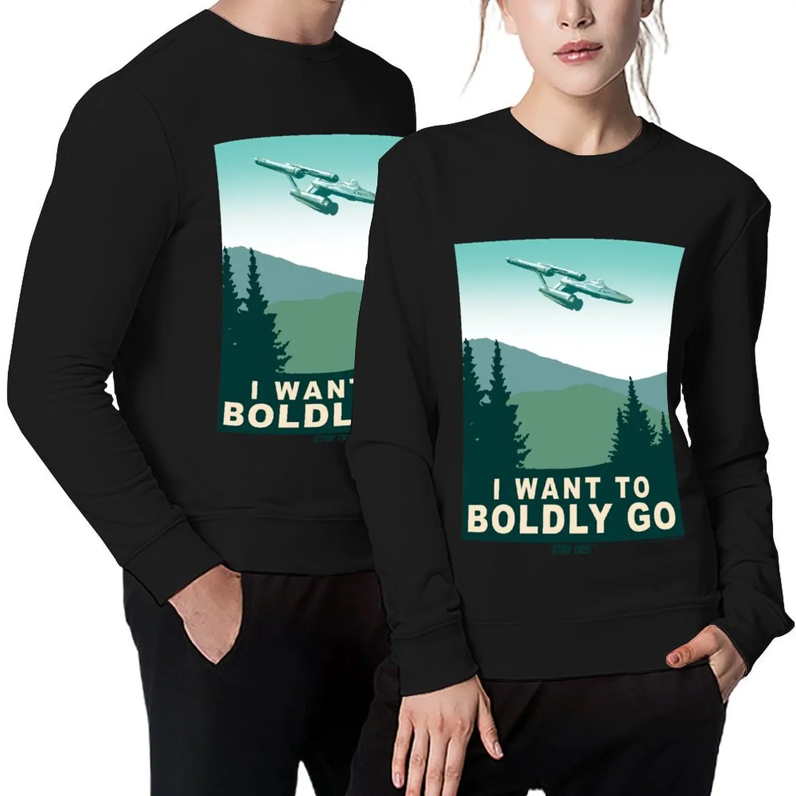 

Star Trek Discovery Original Series I Want To Boldly Go Poster Pullover men wear anime clothes tracksuit hoody