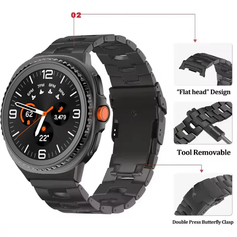 حزام معدني من التيتانيوم لساعة سامسونج جالاكسي الترا 2025 47 ملم سوار متين لساعة سامسونج جالاكسي 8 40 ملم 44 ملم كلاسيكي 46 ملم #4