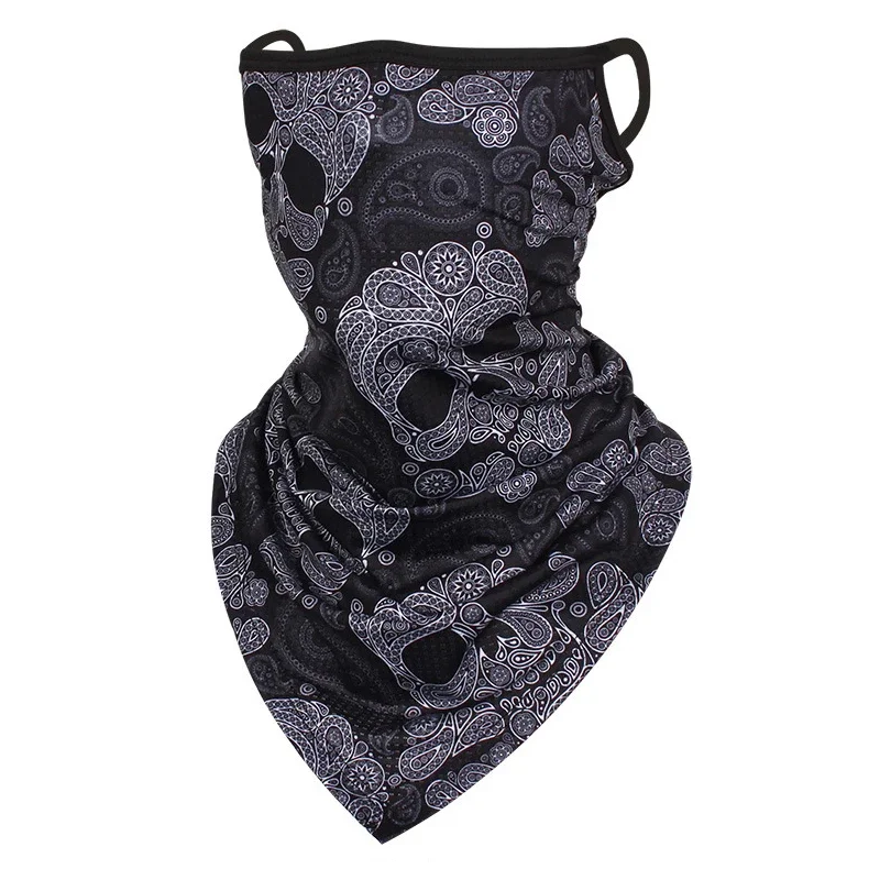 Men and Women's Paisley Skull Triangle Scarf, Sports Mask, Face Bandana,Sunscreen, Face Cover, Hang-Ear, Neck Gaiter Shield