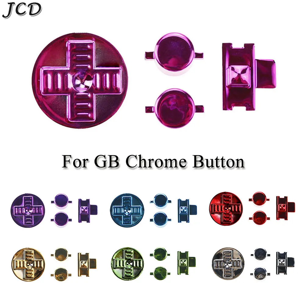 

JCD For Gameboy GB DMG Button Replacement A B D-Pad Direction Keypads Power ON OFF Chrome Buttons