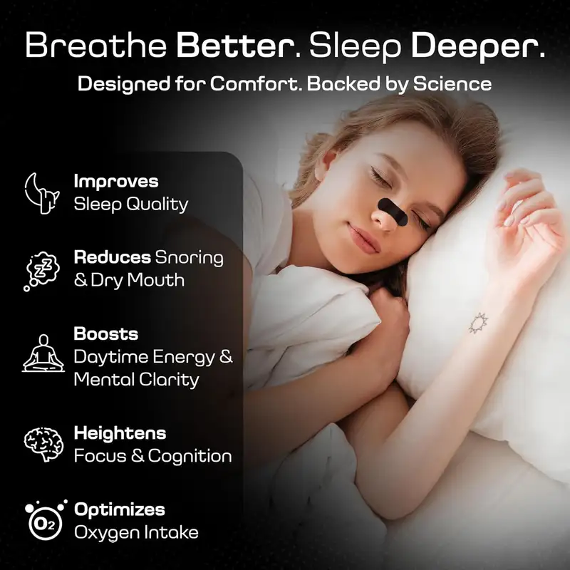 30PCS Nasal Strips for Snoring,Nose Strips for Breathing,Anti Snoring Solution Congestion Relief Nose Tape for Sleeping - Image 2
