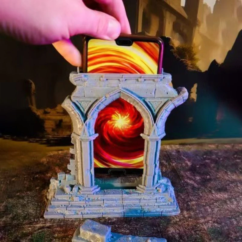 Gothic Ruins Magic Gateway Bookend Night Light Mobile Phone Stand Game Props Personalized Desktop Decoration Model Toys