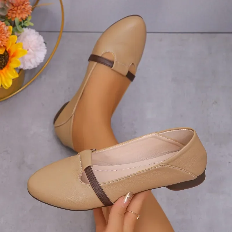 2024 High-end Color Matching Elegant Fashion Shoes for Women New Low-heeled Shoes Comfortable Soft Sole Trendy Shoes Zapatos