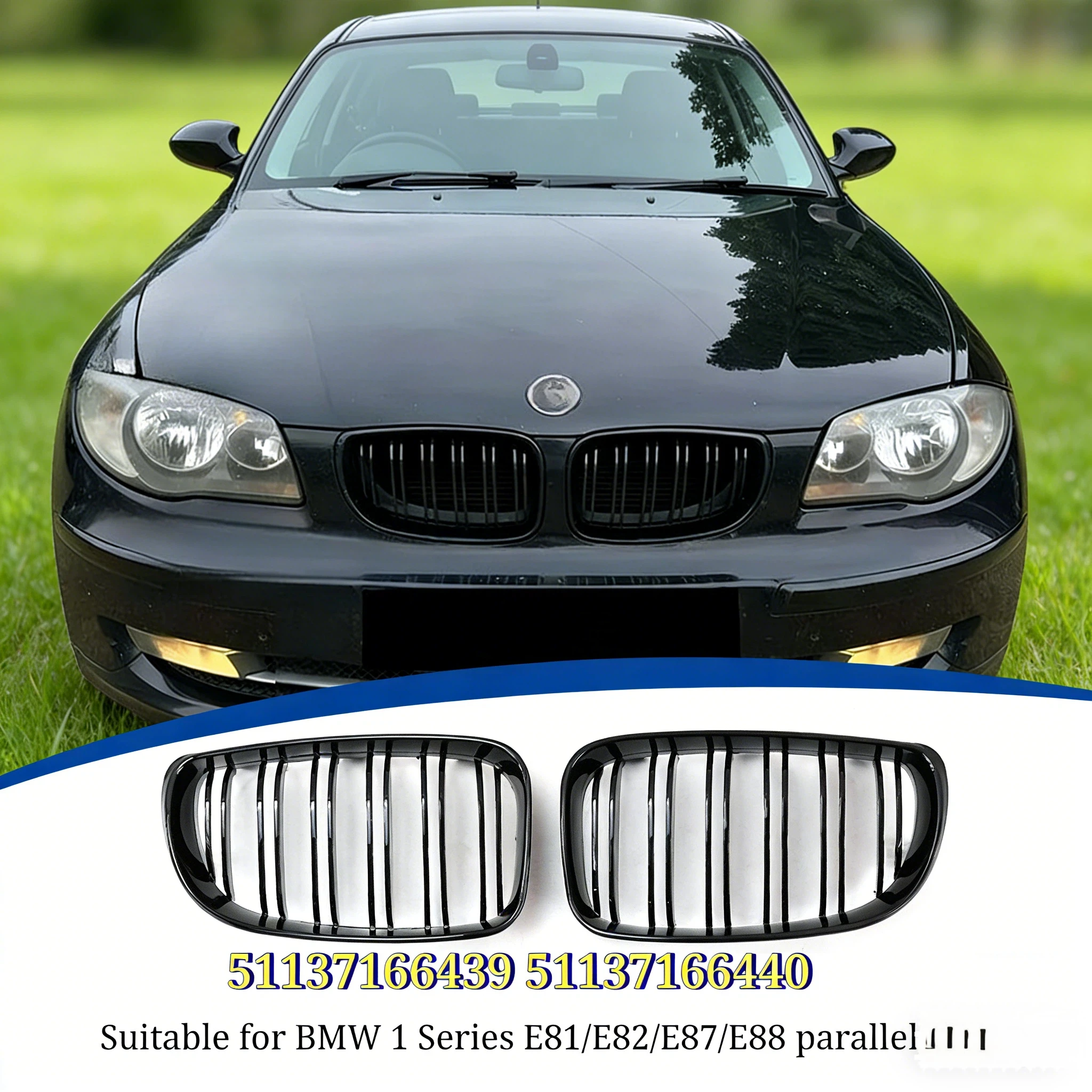 

51137166440 Pair Carbon Style Car Front Kidney Grilles For BMW 1 Series E81/E82/E87/E88 2007-2013 Racing Grill 51137166439