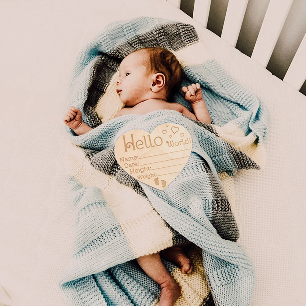 4 pçs anúncio de nascimento do bebê sinais de madeira sinal de nome do recém-nascido marco cartões de fotos infantil berçário decoração presente