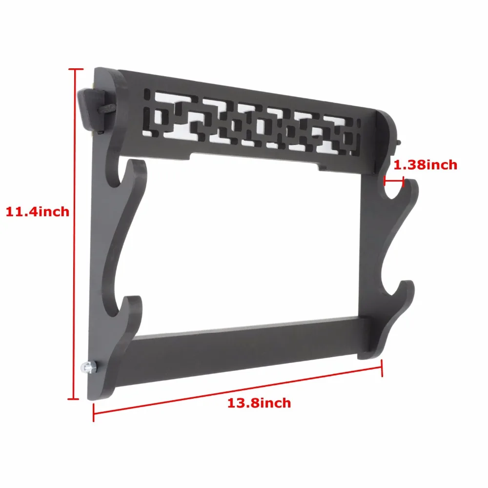 2 Tier Sword Holder Wall Mount Display Stand Samurai Sword Rack Hanger for Katana Wakizashi Tanto Genji