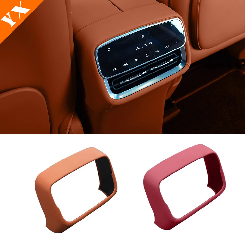 

For AITO M8 accessories 2025 2026 original silver color orange Car Rear Air Conditioner Vent Cover Armrest Anti Kick Frame Trim