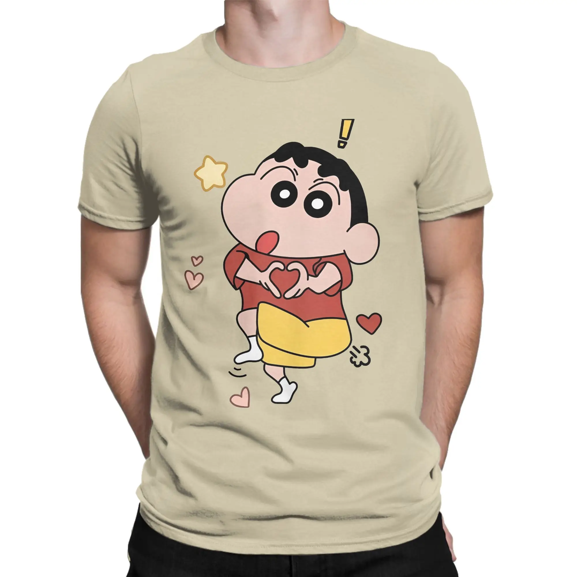 Crayon Shin Chan Love Heart Gesture Anime Graphic T Shirt Unisex Casual Harajuku Daily Short Sleeve Tops