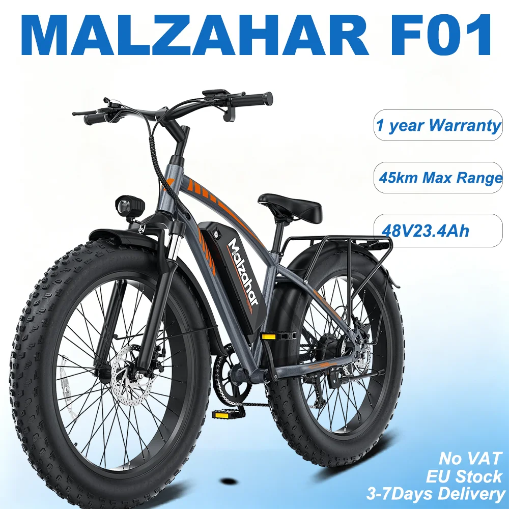 MALZAHAR F01 Elektrofahrrad für Erwachsene und Jugendliche, 26*4,0" All-Terrain-Fatbike, 48V23,4Ah, hydraulische Scheibenbremsen, LCD-Display, 80N.M, für Offroad, schlammigen Wege, Pendeln E-BIKE