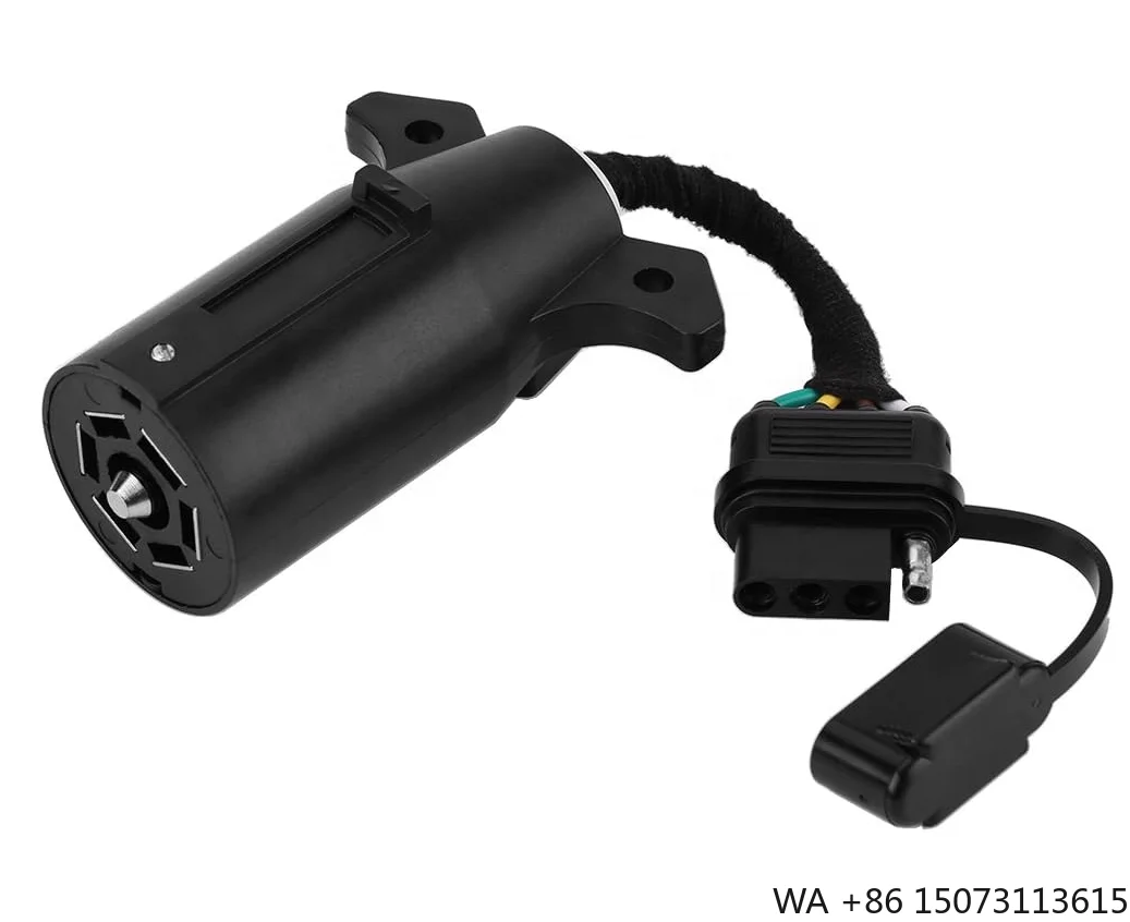 6-24V 7-Pin Blade to 4-Way Flat Trailer Socket Adapter Round Connector
