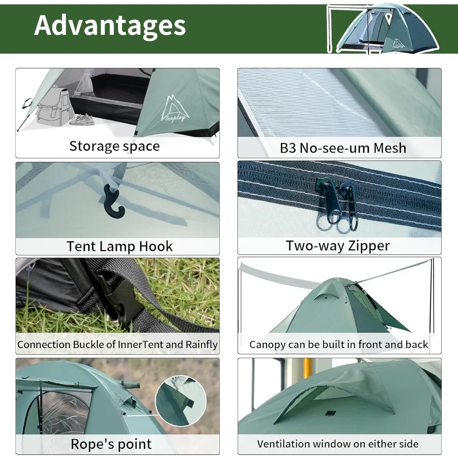 خيمة تخييم سهلة الإعداد 12810 خيمة مقاومة للماء ومحمولة للتخييم والمشي لمسافات طويلة في الهواء الطلق