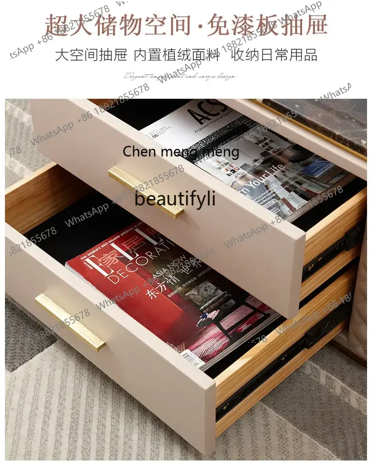 CC182R11 Mesa de centro moderna y ligera de lujo, mesa de té ovalada chapada en oro de acero inoxidable, pequeño apartamento, sala de estar italiana de mármol