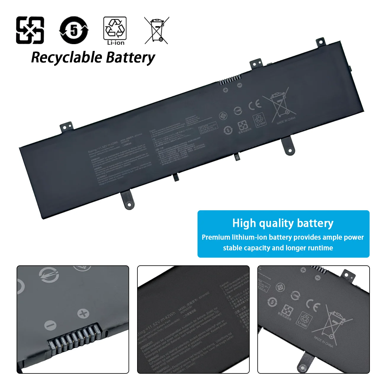 B31N1632 Laptop Battery FOR ASUS Vivobook 14 X405UA-BV505T X405UQ-3G X405UA-3B X405UR-BV027T Zenbook S4100U S4100UQ 11.52V 42WH