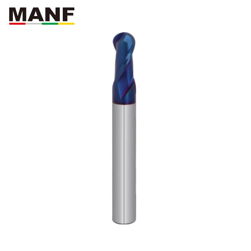 Длинная синяя нано-Концевая фреза MANF с 2 канавками, HRC65 R3mm R4mm, сферические концевые фрезы, Вольфрамовая сталь, фрезеровка, механическая обработка, фреза