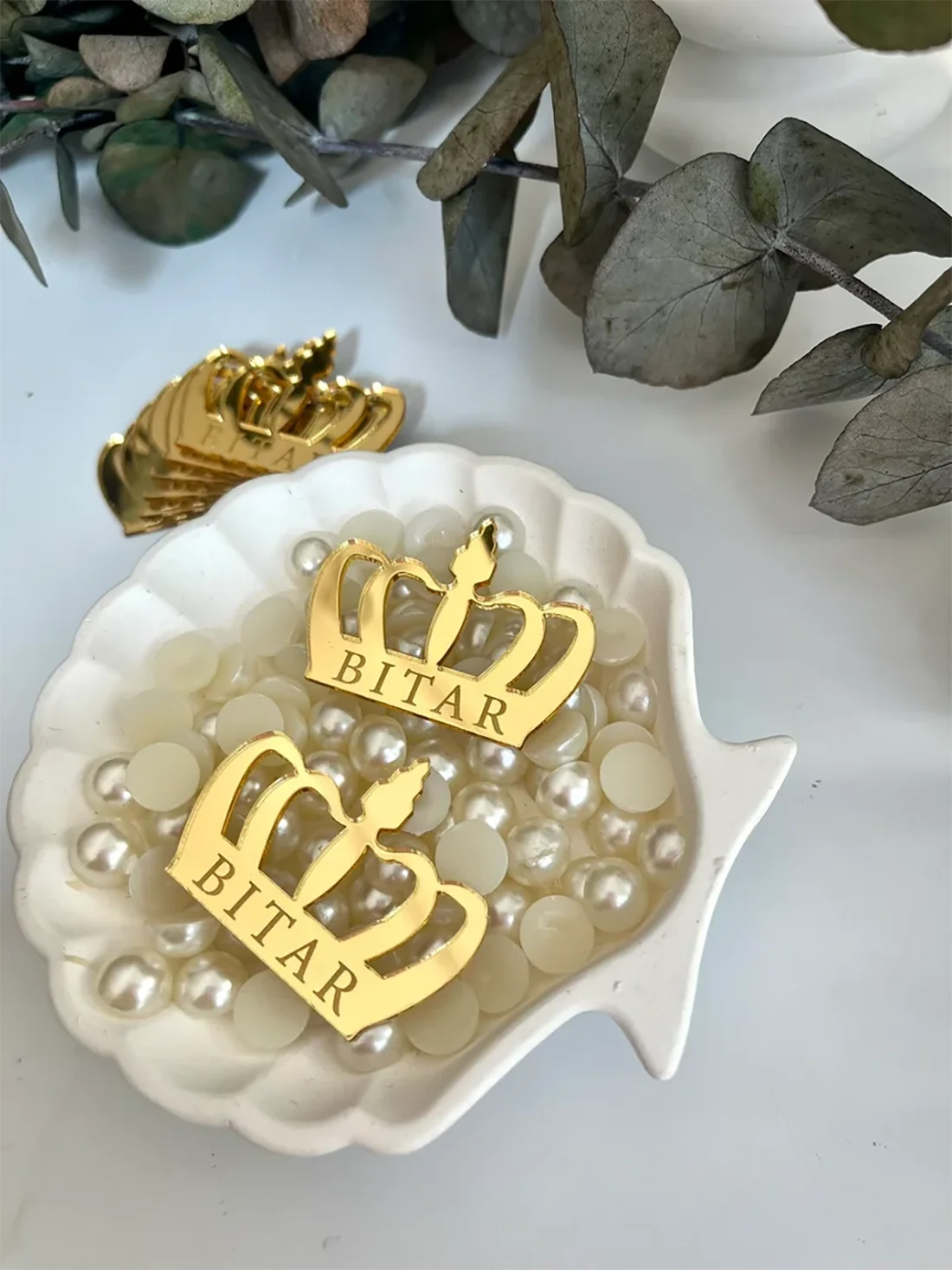 5/10/25/30Pcs Gold Crown Tags,Personalized Crown tags, Baptism Tag, Mirror Tag for Chocolate,Crown Baby Name