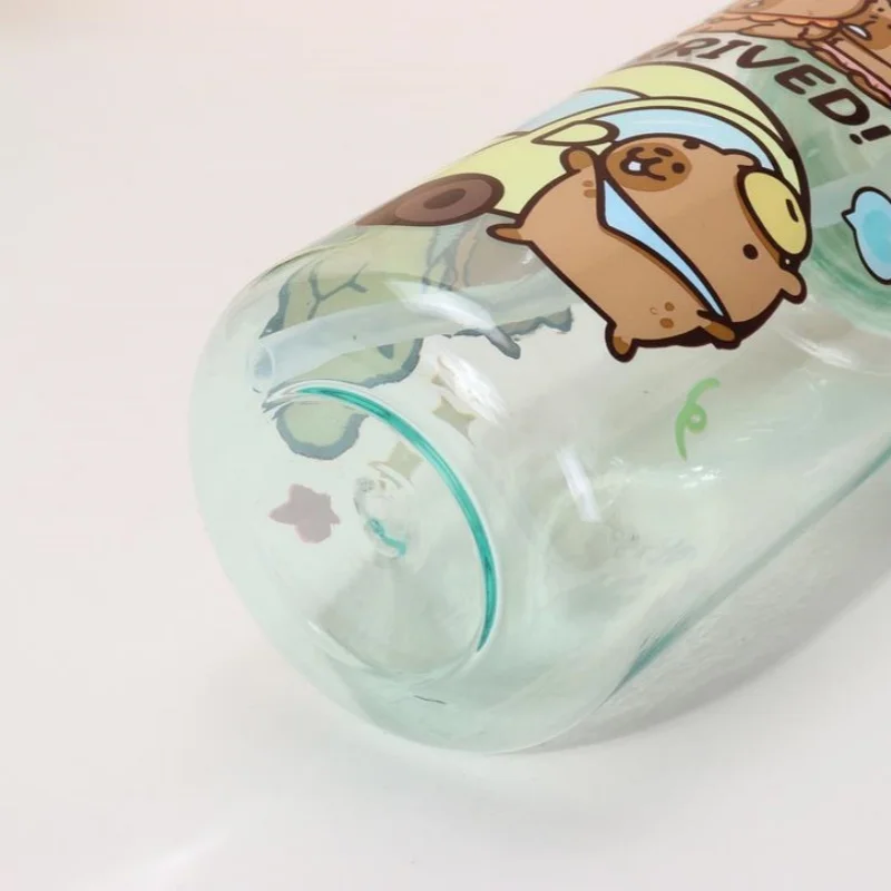 500 مللي كابيبارا زجاجات مياه الكرتون كوب بقشة كابيبارا شرب زجاجة مانعة للتسرب لطيف كوب بلاستك شفاف الصيف #6