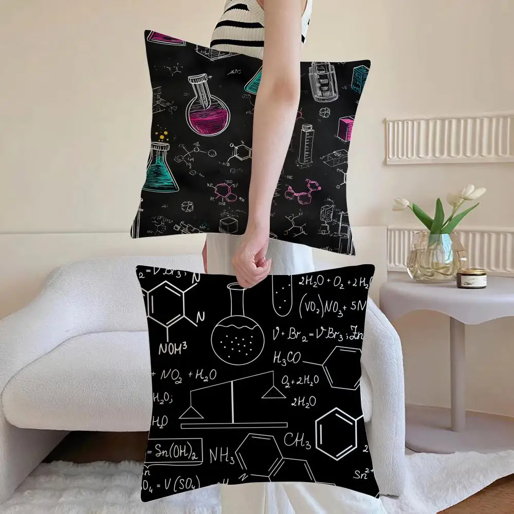 Fashion Experimental Fundamental Chemistry Cushion Cover Washable Linen Pillowcase Soft  for Daily Sofa Bed Home Room Decor