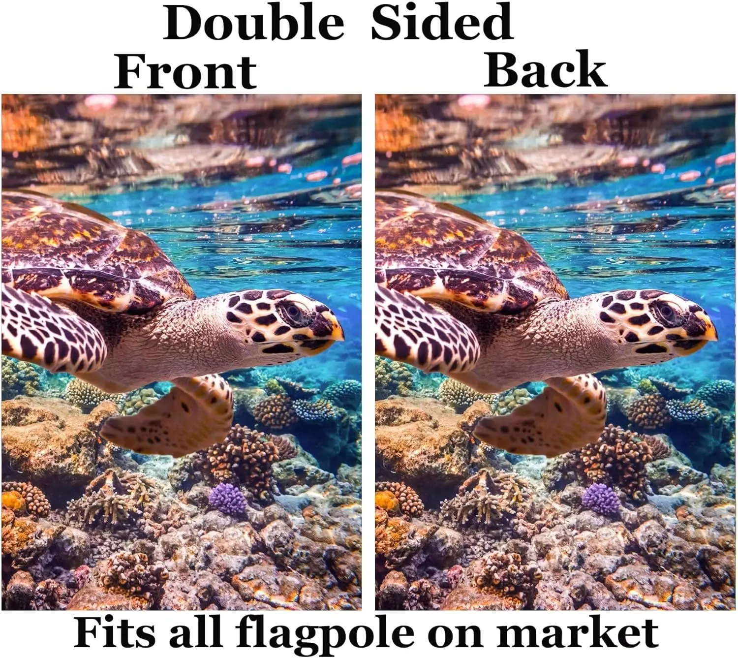 Sea Turtle Summer Beautiful Underwater Ocean Coral Reef Fish Seasonal Garden Yard Flag 12