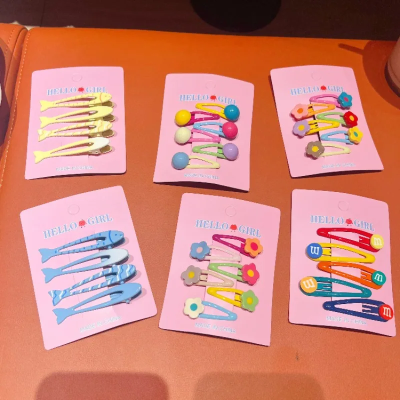 

Sweet Kids Hair Clips Set Blue Fish Polka Dot Colorful Flower Korean Style Soft Cute Toddler Girls Daily Hair Accessories Gift