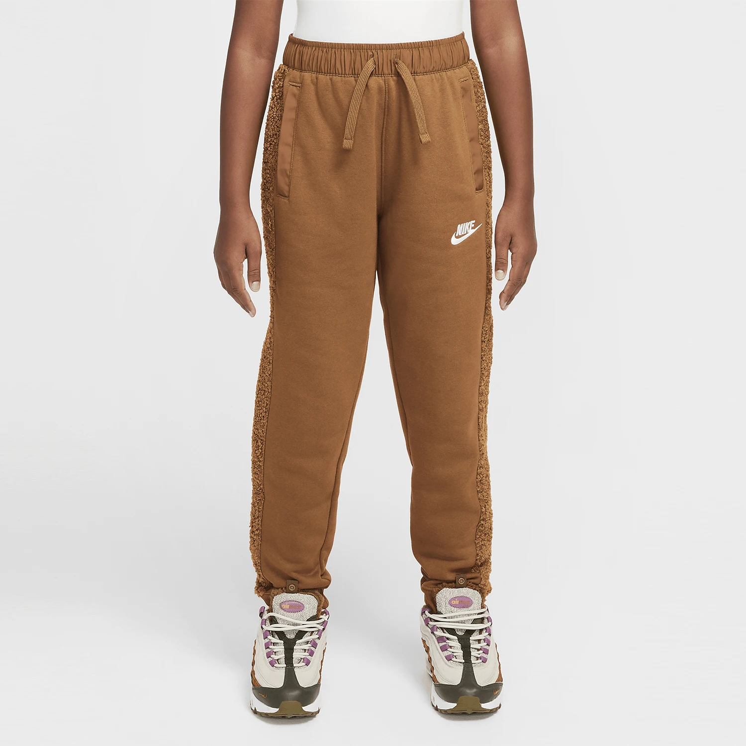 

Официальные оригинальные длинные брюки Nike 2024, зимние новые вязаные длинные брюки с манжетами в стиле ретро для больших детей HQ4884-281