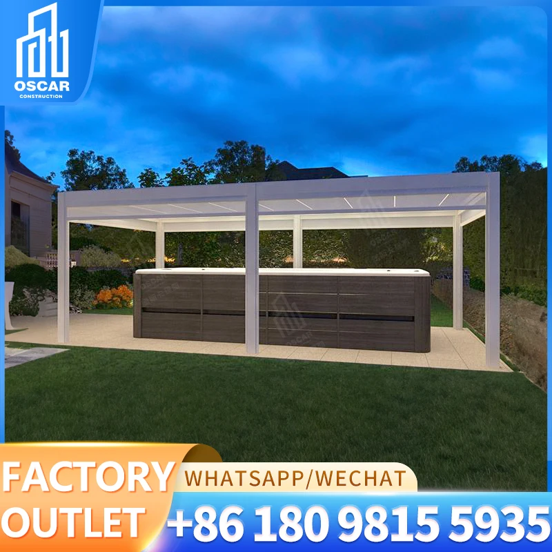 Gazebo Outdoor Courtyard Electric Louver Awning Aluminum Alloy Outdoor Modern Villa Canopy Sustainable