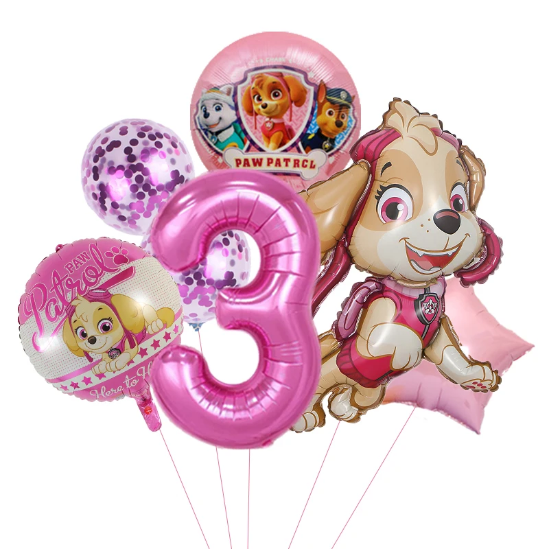 7 stücke Cartoon Paw Patrol Motto Party Dekoration Lieferungen Rettungs Hund Aluminium Folie Ballon Kinder Geburtstag Geschenk