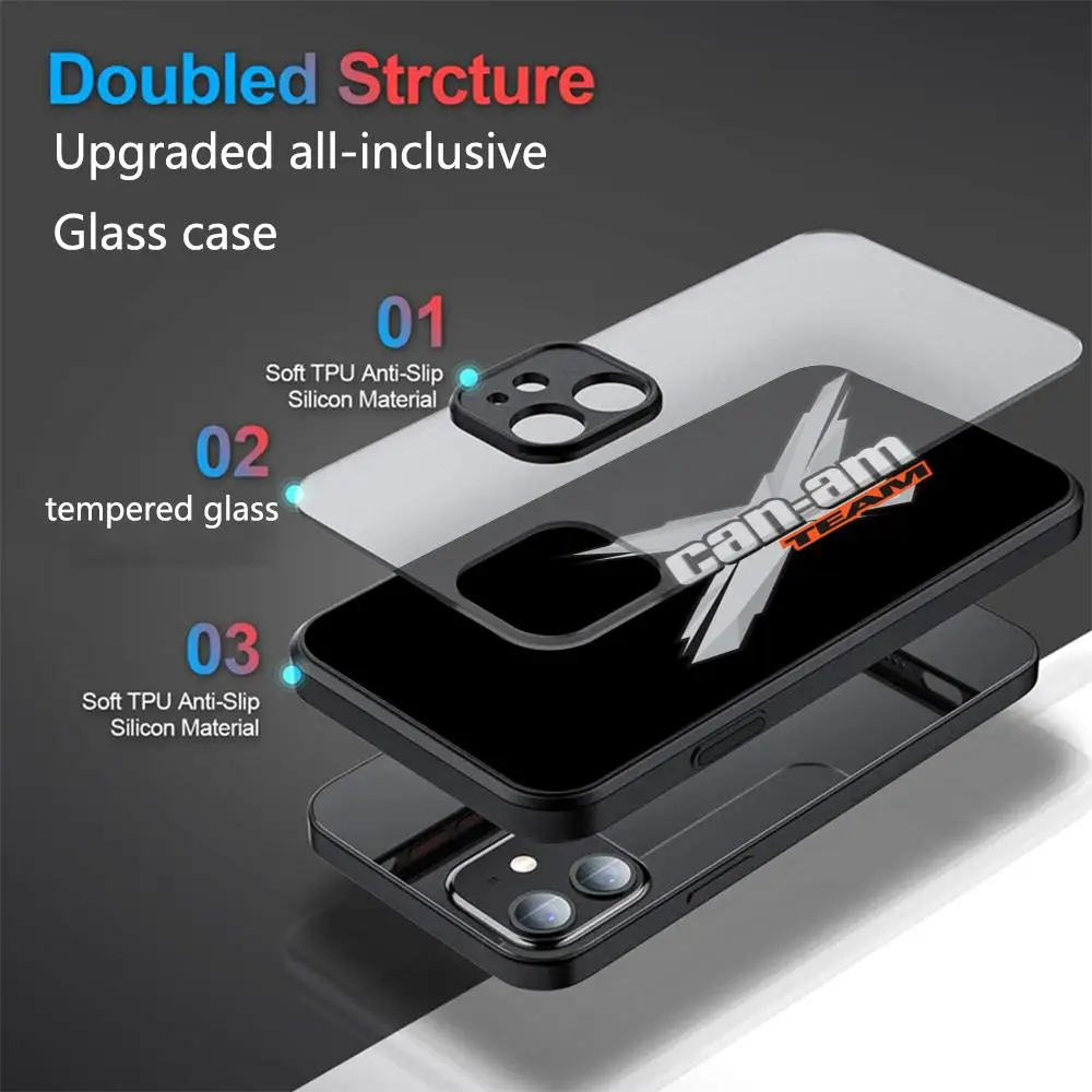 حافظة هاتف Can Am Can-am Team من الزجاج المقسى لهاتف آيفون 17 16 15 Pro Max 14 13 12 Mini Plus حافظة هاتف سامسونج S25 S24 Ultra