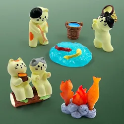 10Pcs Picnic Japanese Cat Fish Resin Figurine Animal Model DIY Home Decor Miniature Fairy Garden Decoration Accessories Modern