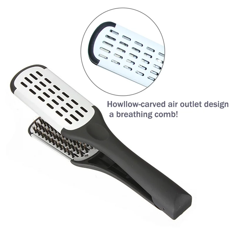 Lightweight Double Sides Clamp Boar Bristles Anti-Static Straightening Hair Brush Health Care V Type Elastic Hair Styling Comb