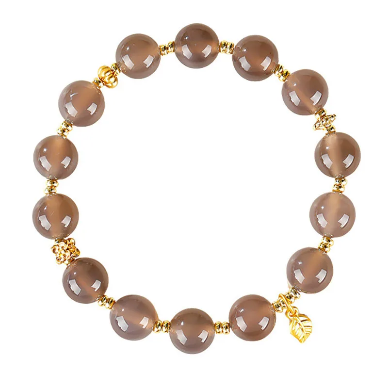 

Smoky Purple Gray Agate Leaf Flower Bead Bracelet Fresh Style Beaded Bracelet for Women Jewelry for Bestie Gifts