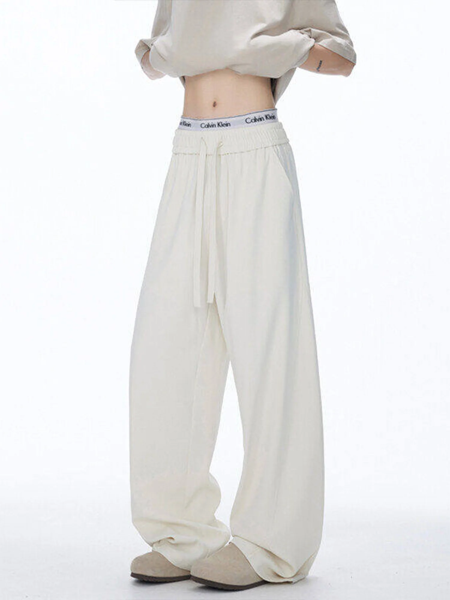 

Ice Silk Knife Trousers Men's Summer Thin Straight Casual Wide Leg Pants Loose Drape Long Trousers Faionable Youth