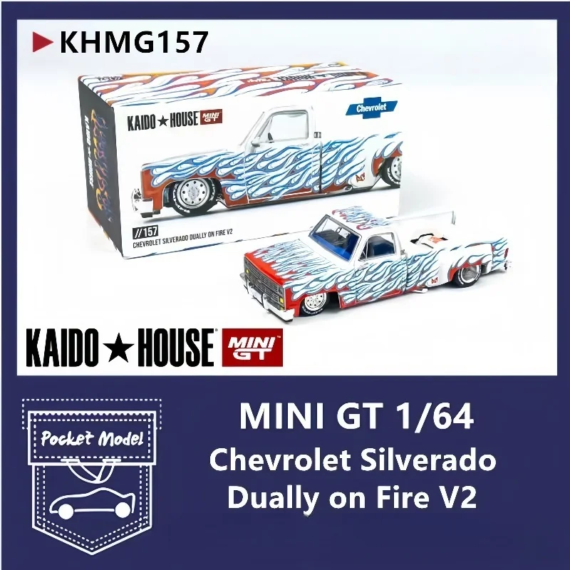 Kaido House 1:64 Chevrolet Silverado Solod Pickup 157 liga modelo em miniatura fundido, peças de coleção para adultos, presentes para meninos