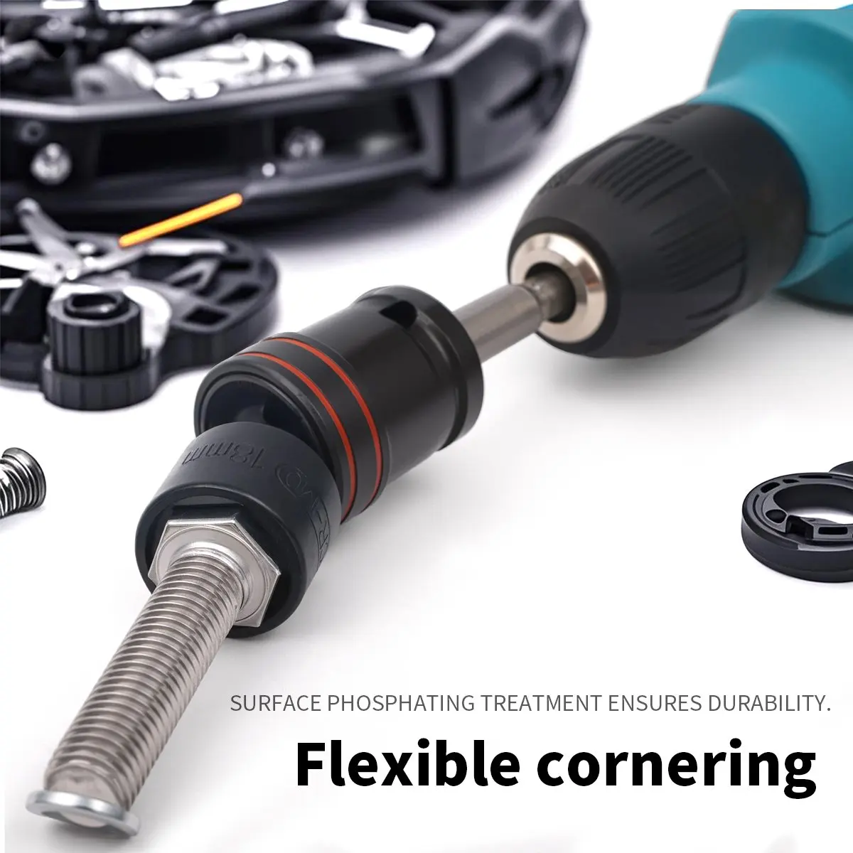 Adattatore per chiave elettrica a presa corta esagonale con giunto universale da 1/2 pollice Drive 10-24 mm 360 ° Presa a impatto girevole per chiave pneumatica