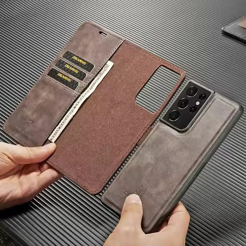 Magnetic Separable Leather Flip Wallet Case For Samsung Galaxy S22 S21 S20 Plus S23 S24 S25 Ultra A53 A54 A55 Shockproof Cover