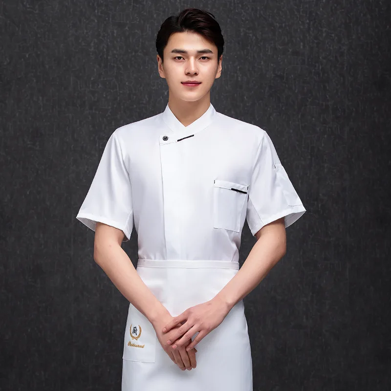 Hotel Chef Overalls Short Sleeve Men'S Restaurant Ding Room Baking Pastry Cook Canteen Breathable Tooling Women'S Logo