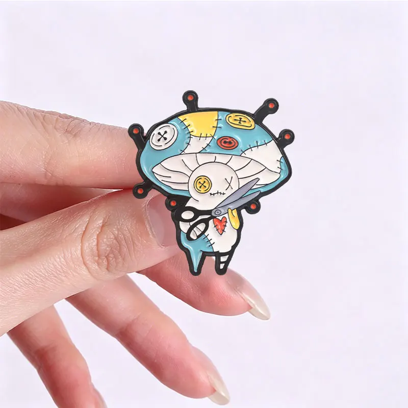 Gothic Voodoo Doll Enamel Pins Cartoon Stitched Bear Rabbit Spooky Patchwork Halloween Brooches Lapel Badge Party Jewelry Gifts 6