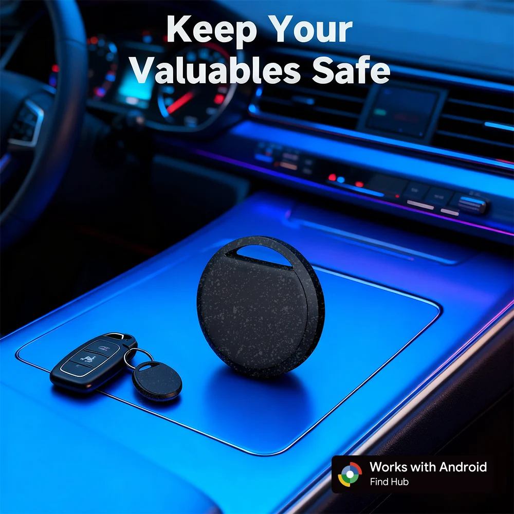 Rastreador Android de Material ecológico, dispositivo antipérdida portátil para Google's Find Hub Pet Finder, etiqueta inteligente para Pixel Xiaomi GMS, paquete de 1/4