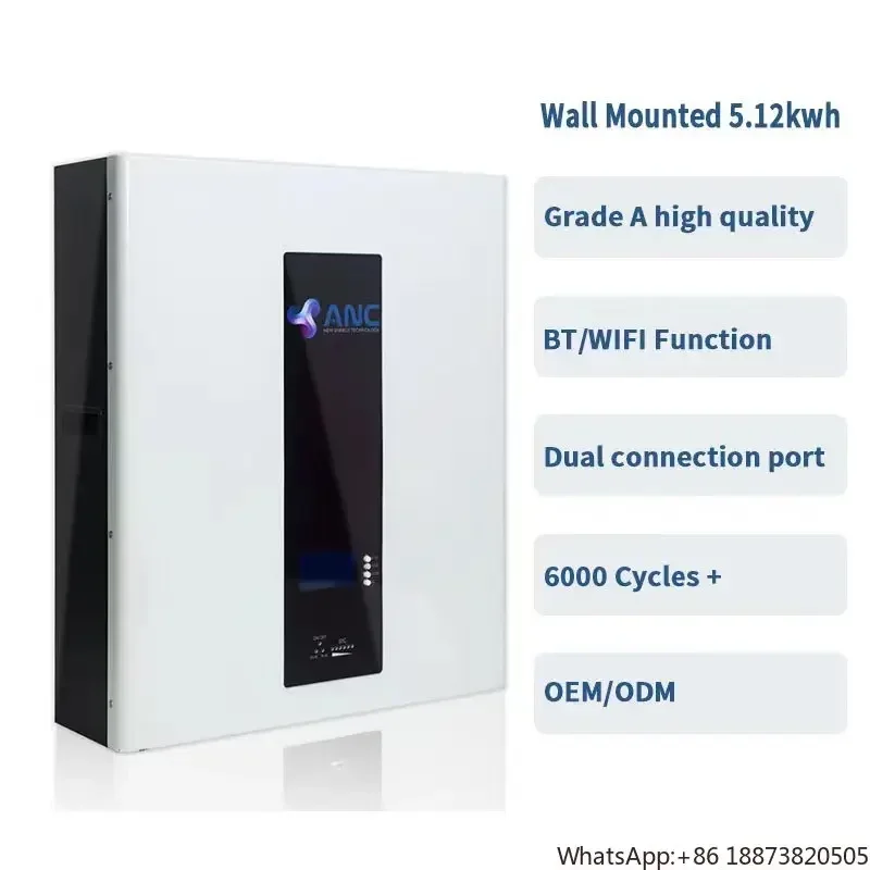 Wall Mounted Solar Energy Storage Battery 48v 51.2v 100ah 5kwh Lithium Ion Lifepo4 Batteries Powerwall