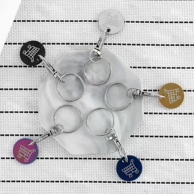 Supermarket Token Keychain Stainless Steel Mini Shopping: 1 PCS Cart Portable Stylish Pendant