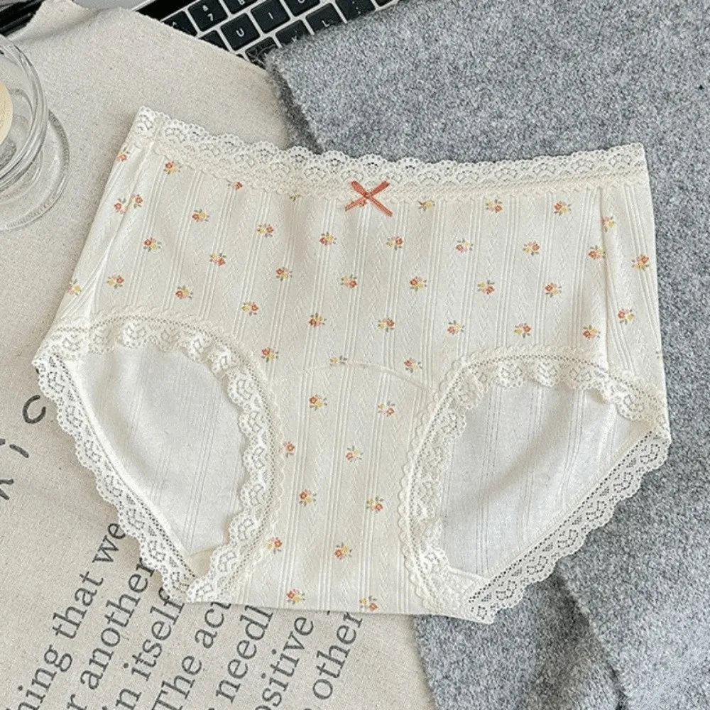 Lingerie Bow Floral Cotton Panties Stripe Grid Underwear for Women Lace Polka Dot Sweet Flower Briefs Girl