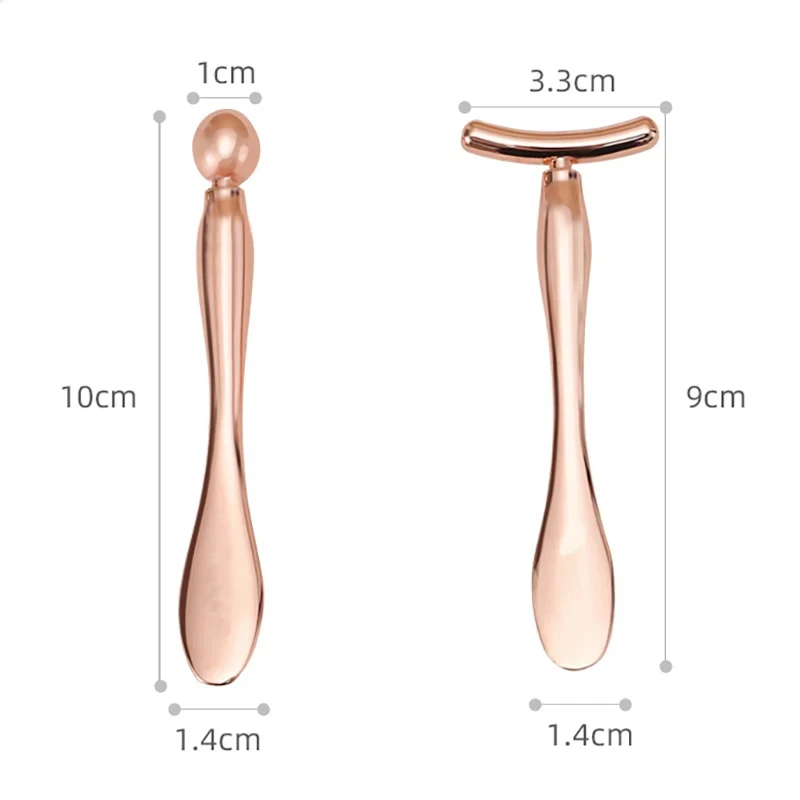 2Pcs Face & Eye Massager Set Facial Firming Eliminate Eye Bags Metal Massage Wand Eye Cream Applicator Women Skin Care Tools