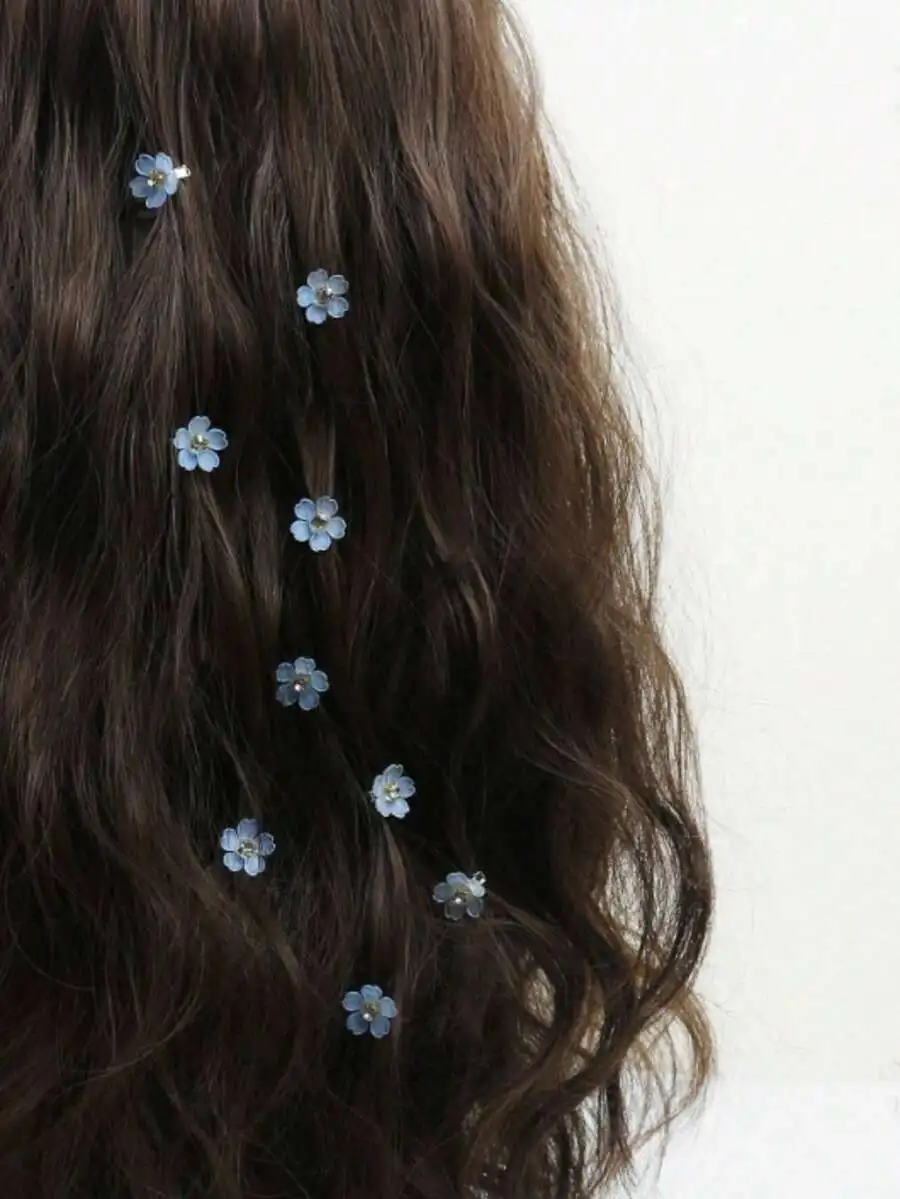 Floral Hair Clips Set with Rhinestone Pearls