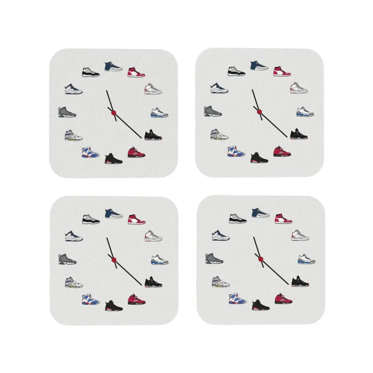 Sneaker Clock Coasters Coffee Mats Leather Placemats Cup Tableware Decoration & Accessories Pads for Home Kitchen Dining Bar