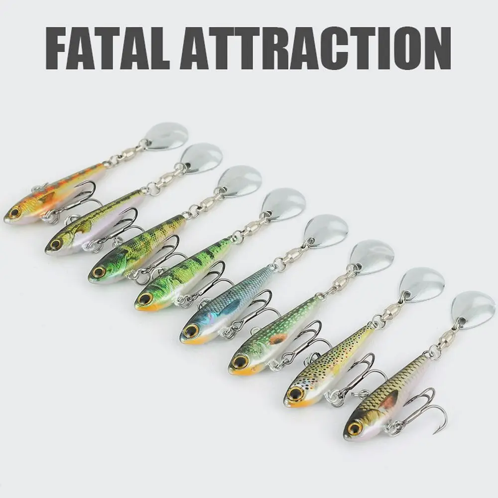 1pc 49cm 19g Metal Mini VIB Com Colher Isca De Pesca Equipamento De Pesca Pin Crankbait Vibração Spinner Sinking Bait