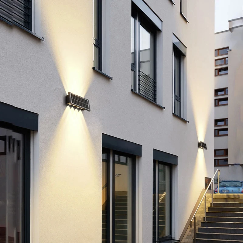 Lámpara Solar de pared para exteriores, luz Led RGB impermeable, 4W, 6W, 8W, para balcón, casa, patio, jardín, decoración del hogar
